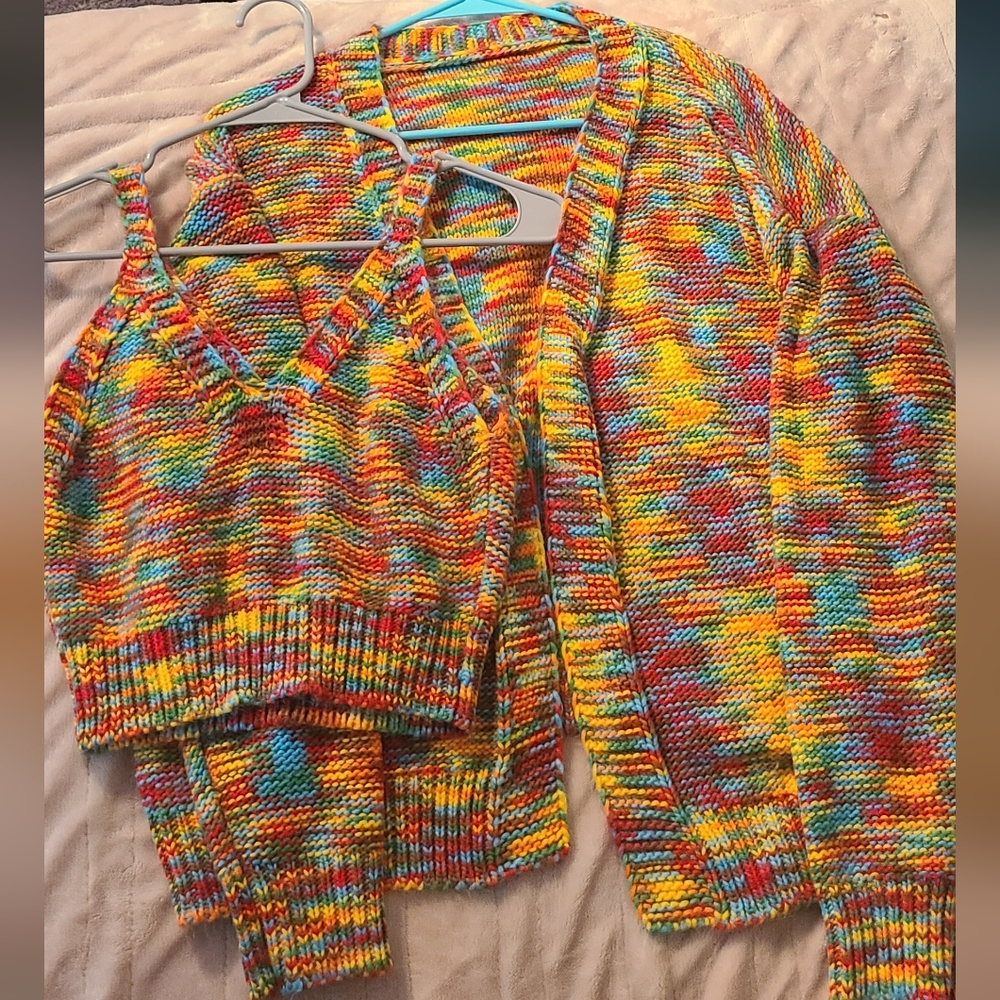 Two-piece Rainbow Knit Set (top and cardigan)